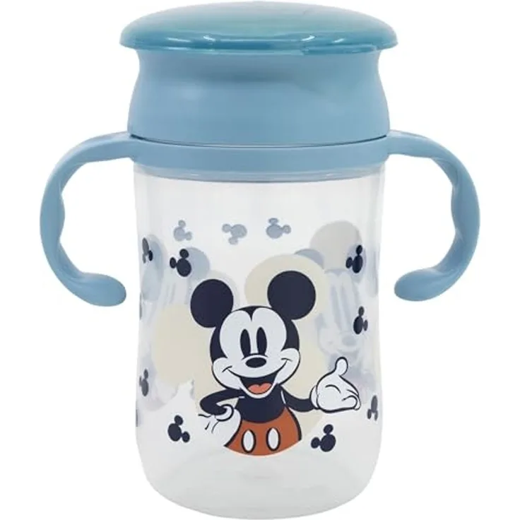 Disney Mickey Mouse Trinklernbecher 395 ml – 360° Becher mit Griffen und Deckel