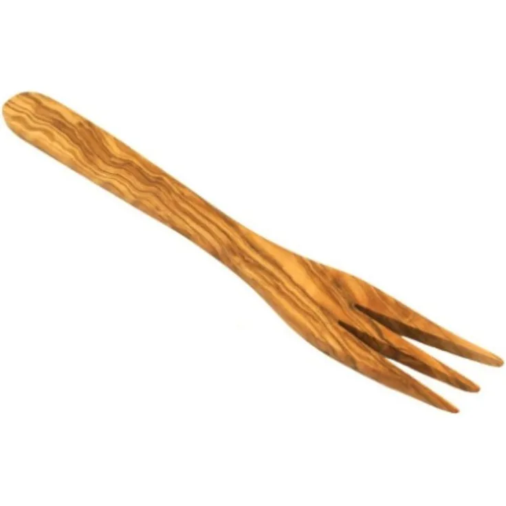 Olivenholz-erleben Tafelgabel 3-zackige Gabel (20 cm) aus Olivenholz (1 Stück), naturbelassen mit antibakterieller Wirkung