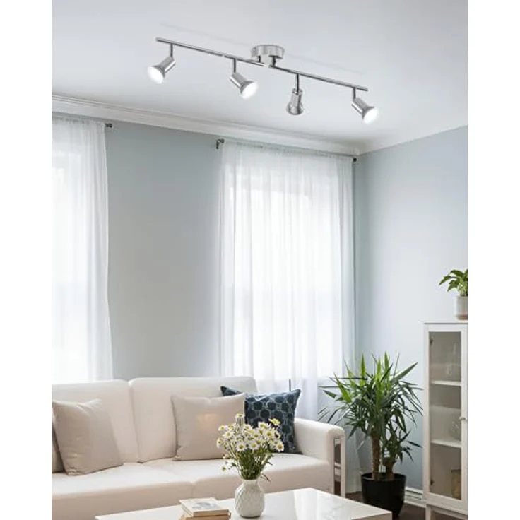 LVWIT Deckenleuchte LED Spotleuchte 4 Flammig GU10 Modern Chrom Deckenspot Schwenkbar 350° Drehbar Küchelampe Spot Strahler Decke Wohnzimmer Schlafzimmer Deckenstrahler (Ohne Leuchenmittel) – Bild 6