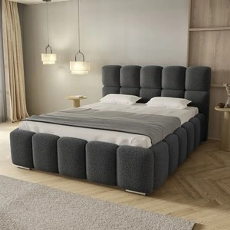 thematys Polsterbett mit Bettkasten & Lattenrost – Stauraumbett 140x200cm, Schwarz – Bild 7