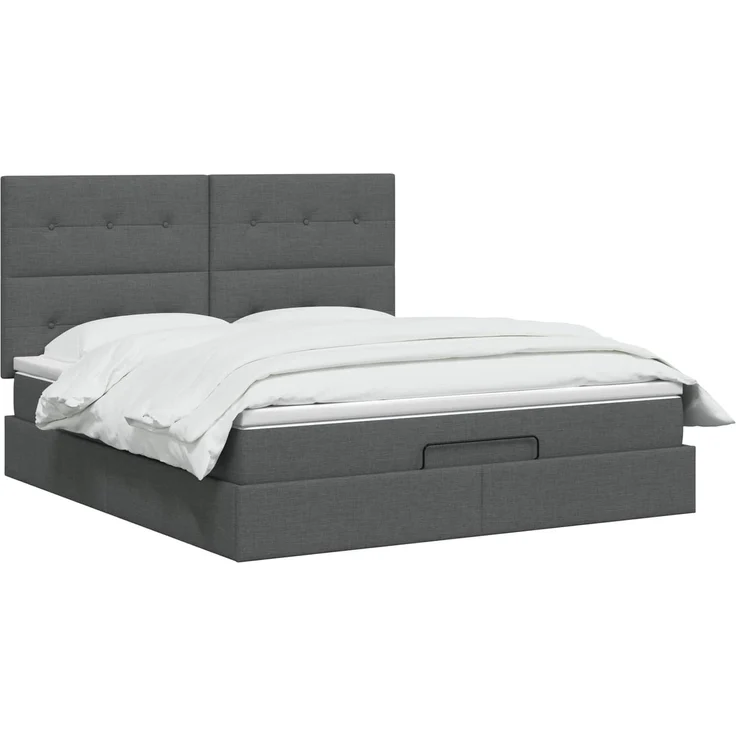 vidaXL Ottoman Bett mit Matratze Dunkelgrau 160 x 200 cm Stoff 3457502 – Bild 3