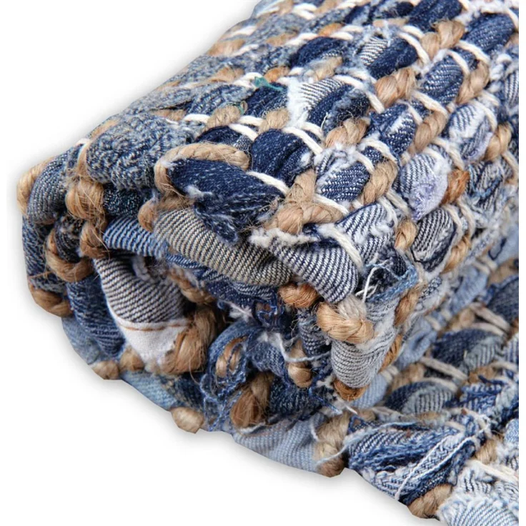 Teppich Läufer Matte Unterlage Vorleger Fußabtreter, breite Auswahl an modernen Fleckerl- und Baumwollteppichen (90x150cm / Jeans Bone) – Bild 7