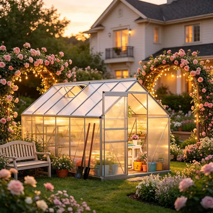 Wohnora-Praktisches Pflanzhaus,Stabiles Garten-Gewächshaus,Walk-in Gewächshaus,H 199cm x T 190cm x B 375cm,Silber, Transparent – Bild 3