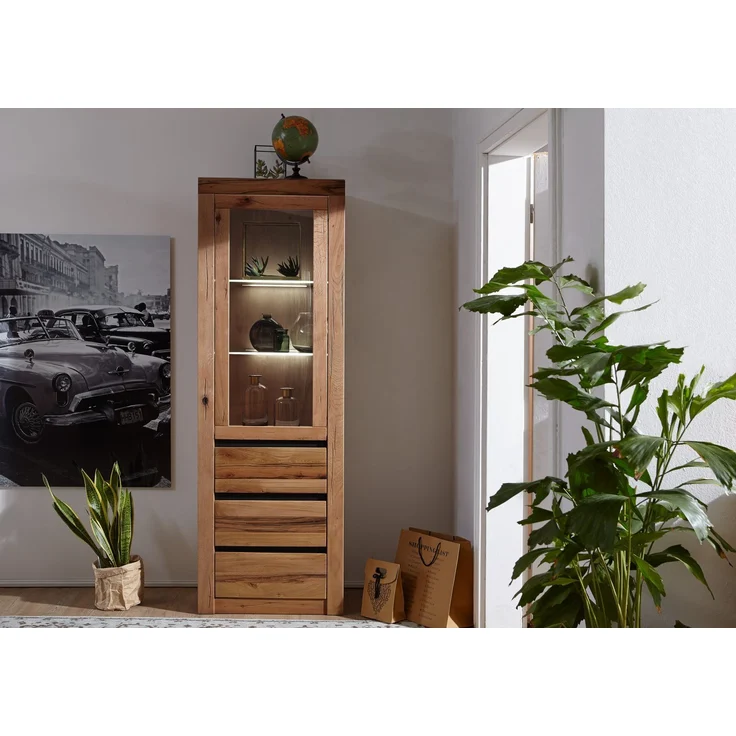 Vitrine Wild-/Zerreiche 62x42x191 natur geölt MONTREUX #121 – Bild 3