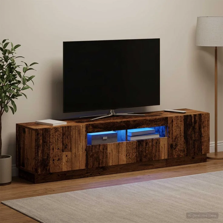 vidaXL LED-TV-Schrank HOORN 3 stk. Altholz Holzwerkstoff 3416850 – Bild 1