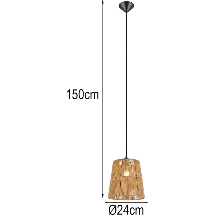 Kleine LED Pendelleuchte 1-flammig mit Lampenschirm aus Papiergarn, Ø 24cm – Bild 4