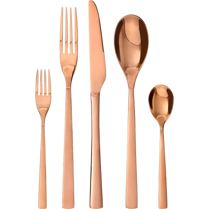 Besteck-Set Porto, 10-teilig, 2 Personen, Edelstahl, kupfer
