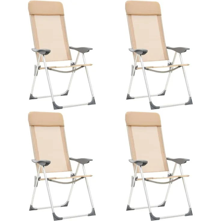 vidaXL Klappbare Campingstühle 4 Stk. Aluminium Creme 44309