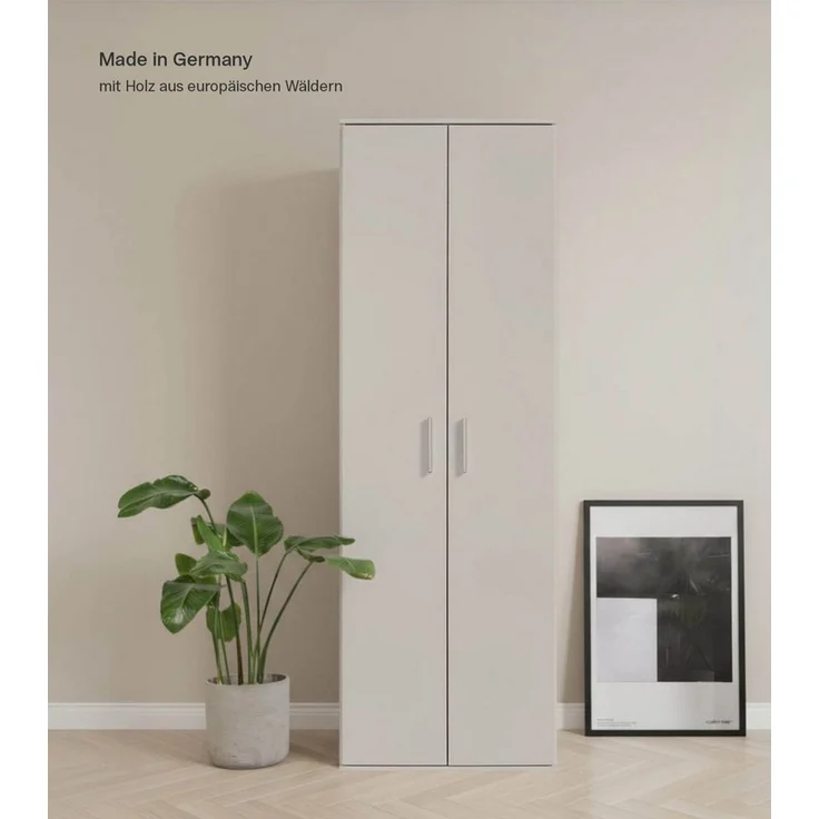 mokebo Mehrzweckschrank Der Lange (60x180 cm, mit 4 Einlegeböden) Schuhschrank, Aktenschrank, Flurschrank in Beige Grau – Bild 3