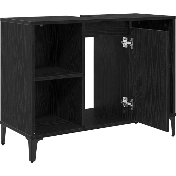 vidaXL Waschbeckenunterschrank Schwarz Eichen-Optik 80 x 33 x 60 cm 881275 – Bild 5
