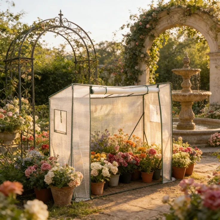 Wohnora-Stilvoll Pflanze Gewächshaus,Garten Gewächshaus,Gewächshaus im Freien,H 169cm x T 200cm x B 77cm,Weiß – Bild 3