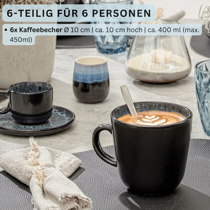 SÄNGER Kaffeebecher Set Manila - 6 teilig aus Steingut – Bild 2