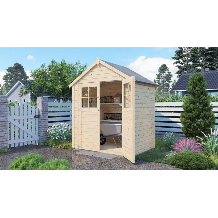 Alpholz Gerätehaus Osterbek Gerätehaus aus Holz Geräteschrank mit 14 mm Wandstärke Gartenhaus mit Montagematerial – Bild 1