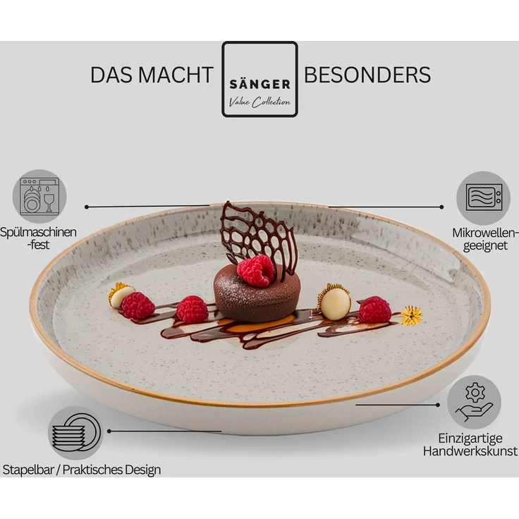 SÄNGER Dessertteller Set Rio Perlgrau - 6 teilig aus Steingut – Bild 4