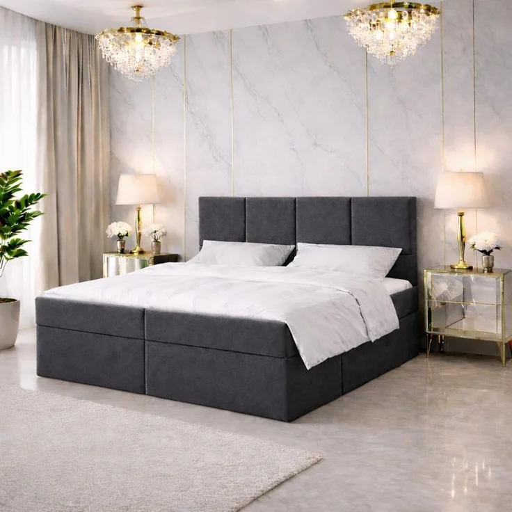KRISAN MÖBEL Kontinentalbett DREAM1 Dunkelgrau, Premium-Komfort für Ihr Schlafzimmer mit 2 Bettkasten, Bonell-Federkern Matratze und Topper, 120 x 200 cm – Bild 2