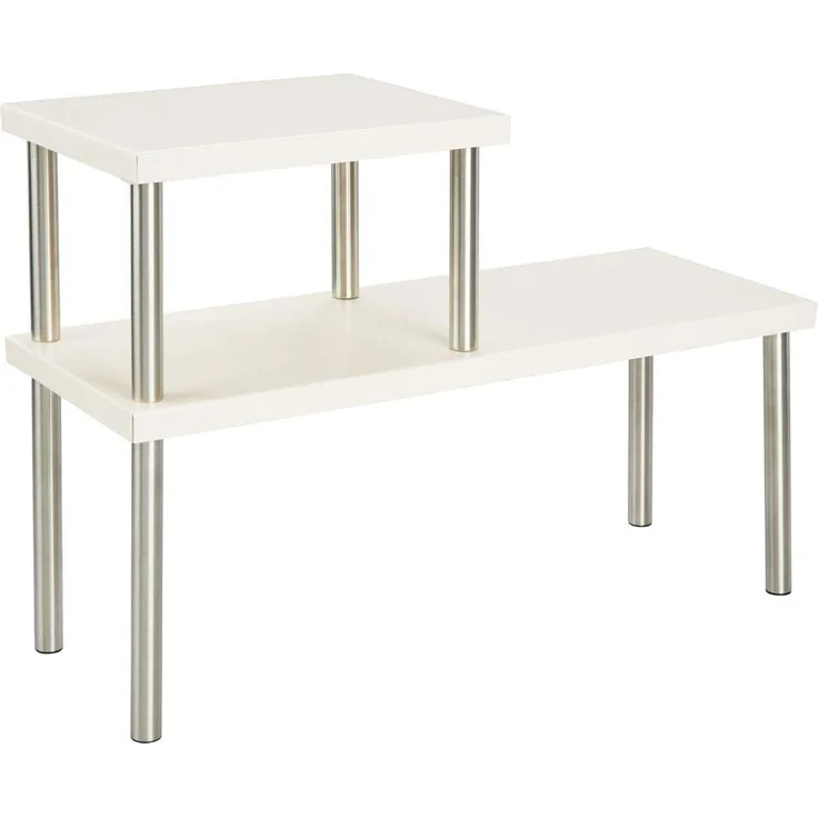 mDesign Küchenregal Geschirrablage Organizer 2 Etagen Metall Beige / Silber Matt – Bild 7