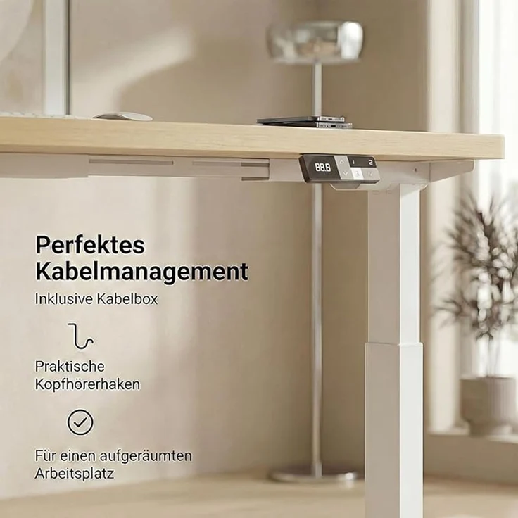 Devoko Höhenverstellbarer Schreibtisch 180x80 cm elektrisch, Höhenverstellung 71-121 cm mit Smart Control, 120 kg Tragkraft, für gesundes Arbeiten – Bild 5