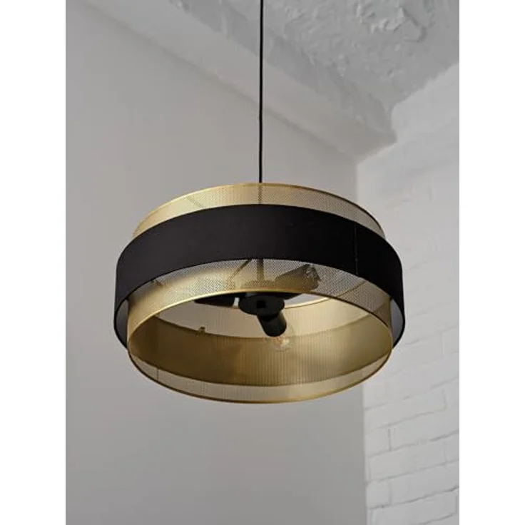 OSRAM Hängelampe Decor Hornet, zylinderförmiger Schirm aus goldfarbenem Metall, schwarz/gold, E27 – Bild 6