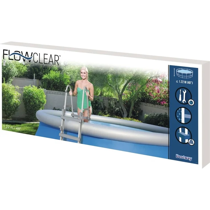 Bestway 'Flowclear' Poolleiter, 4 Stufen, für Pools bis 122 cm Höhe, Metall/Kunststoff Grau – Bild 6