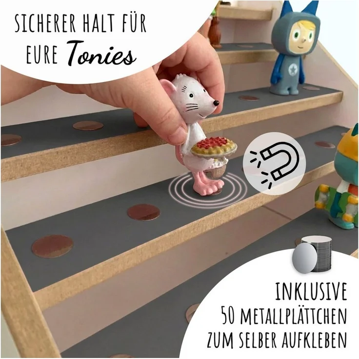 Holzura Kinderregal Tonie Regal für IKEA KALLAX – magnetisch – für ca. 50 Toniefiguren – Bild 4