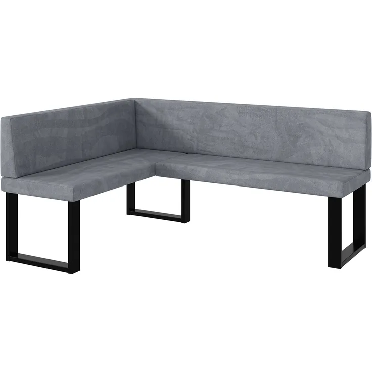 MEBLINI Eckbank für Esszimmer - Küchenbank - Essecke - Sitzecke Küche - TONI - U-Beine 128x168x87cm Links - Grau Samt