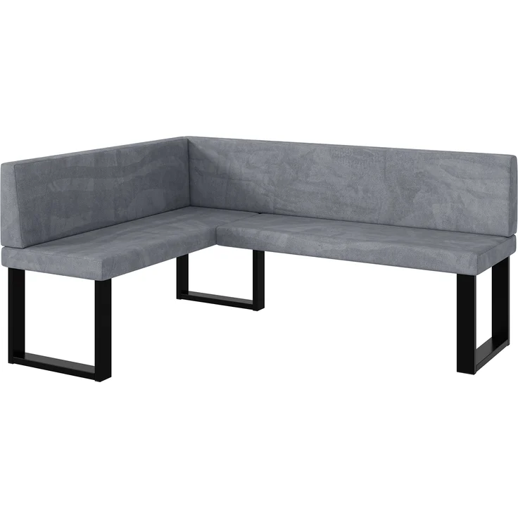 MEBLINI Eckbank für Esszimmer - Küchenbank - Essecke - Sitzecke Küche - TONI - U-Beine 128x168x87cm Links - Grau Samt – Bild 1