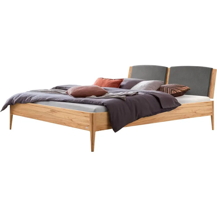 Hasena Massivholzbett Pistoia Wildbuche mit Polster-Kopfteil 180x210 cm, Komforthöhe 25 cm