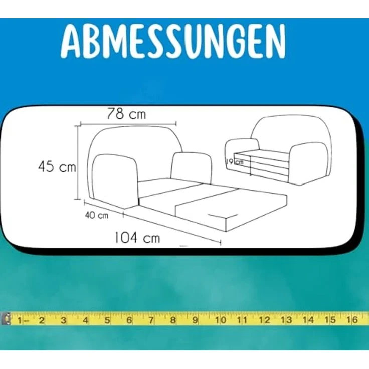 FORTISLINE Kindersitzgruppe Kindersofa "MINI" Kindercouch zum Aufklappen W386 – Bild 3