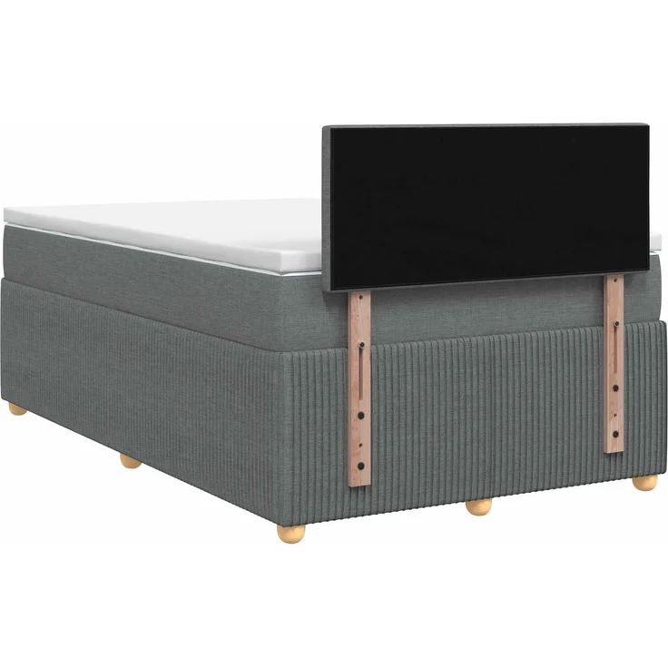 vidaXL Boxspringbett mit Matratze Dunkelgrau 120 x 200 cm Stoff 3452905 – Bild 9