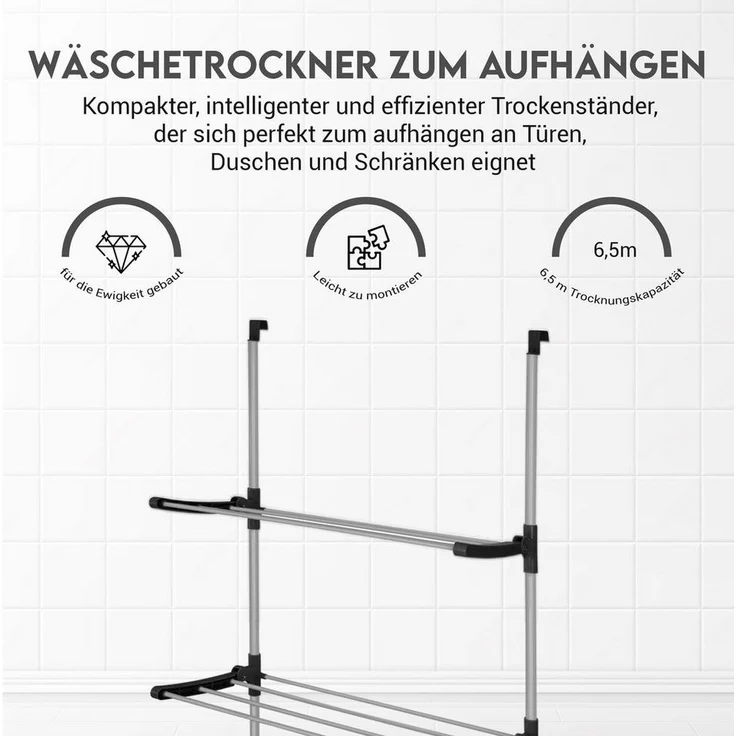 hausleben Wäscheständer für Türen, 6,5m Trockenfläche – Bild 2