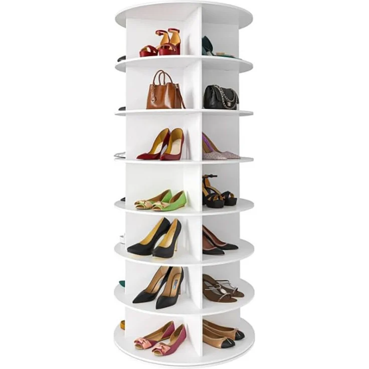 PEALOV Schuhregal drehbares Schuhkarussell mit 360°-Funktion und 7 Ebenen, 1-tlg, Platzsparende Schuhaufbewahrung, 60 x 60 x 160 cm in Weiß – Bild 1