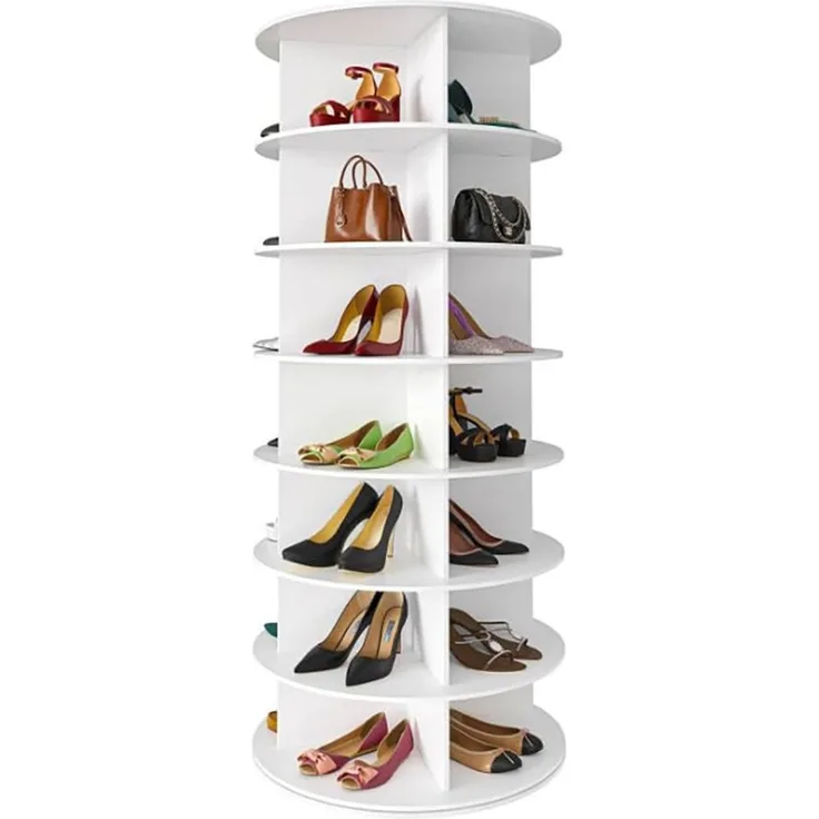 PEALOV Schuhregal drehbares Schuhkarussell mit 360°-Funktion und 7 Ebenen, 1-tlg, Platzsparende Schuhaufbewahrung, 60 x 60 x 160 cm in Weiß