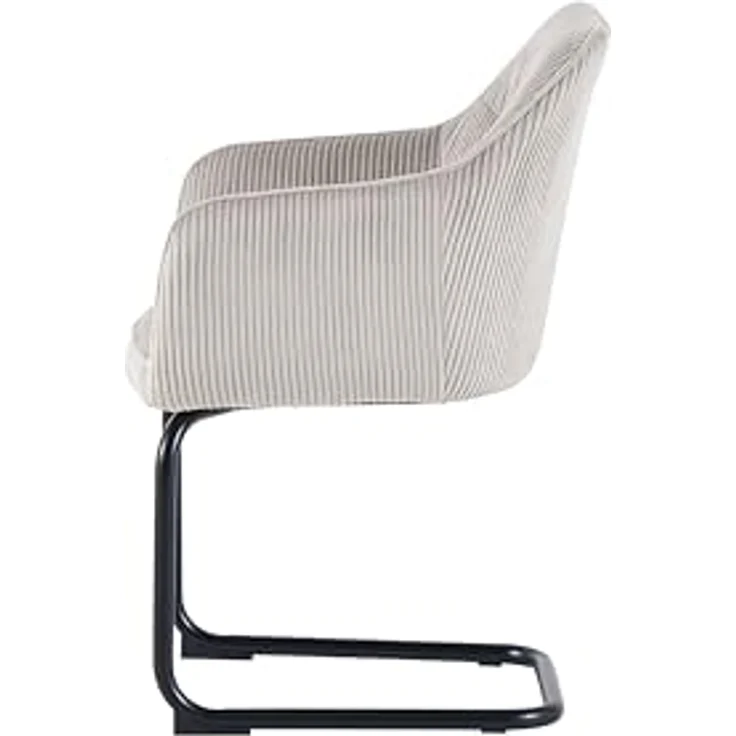 byLIVING ELBA Schwingstuhl 2er Set, drehbar 180° mit Rückholfunktion, Grob-Cord Taupe, Metallgestell schwarz, Armlehnen – Bild 9