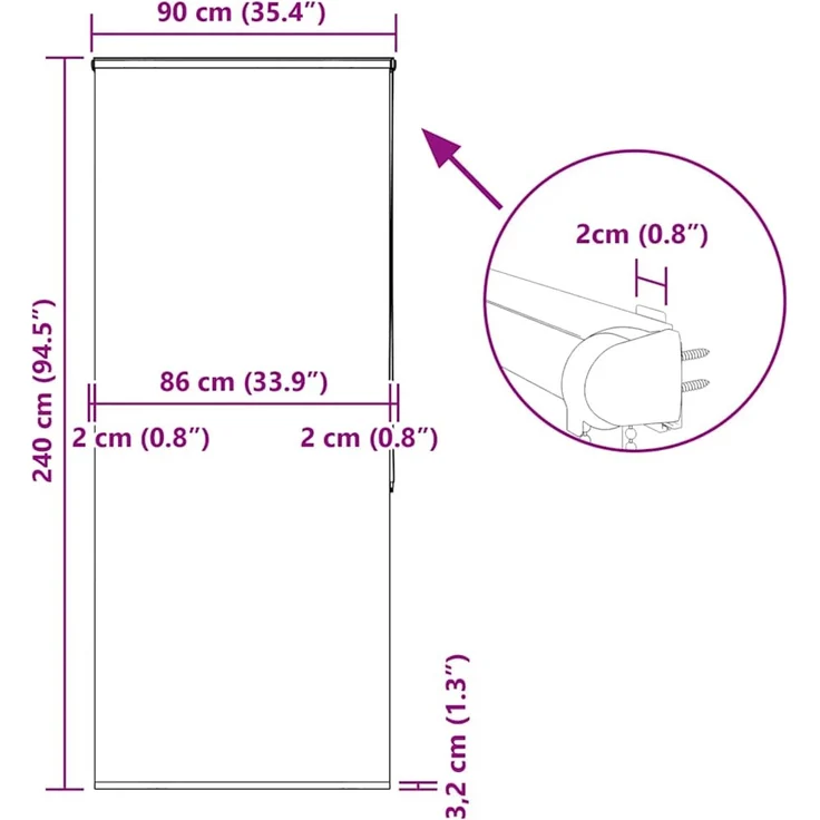vidaXL Duschrollo mit Kassette 90x240 cm Stoffbreite 86 cm 4014978 – Bild 12