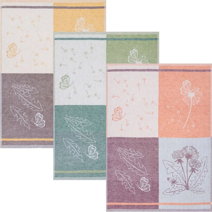 Kracht Geschirrtuch Geschirrtuch "Pusteblume" 3er-Pack, Halbleinen Motiv – Bild 5