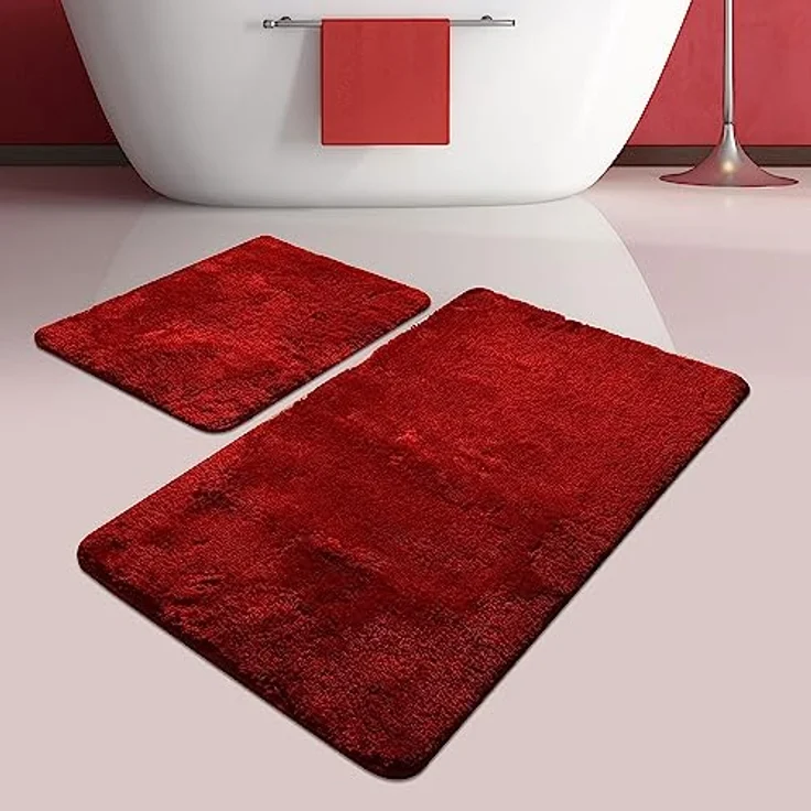 Badteppich-Set, 2-teilig, Rot – Bild 3