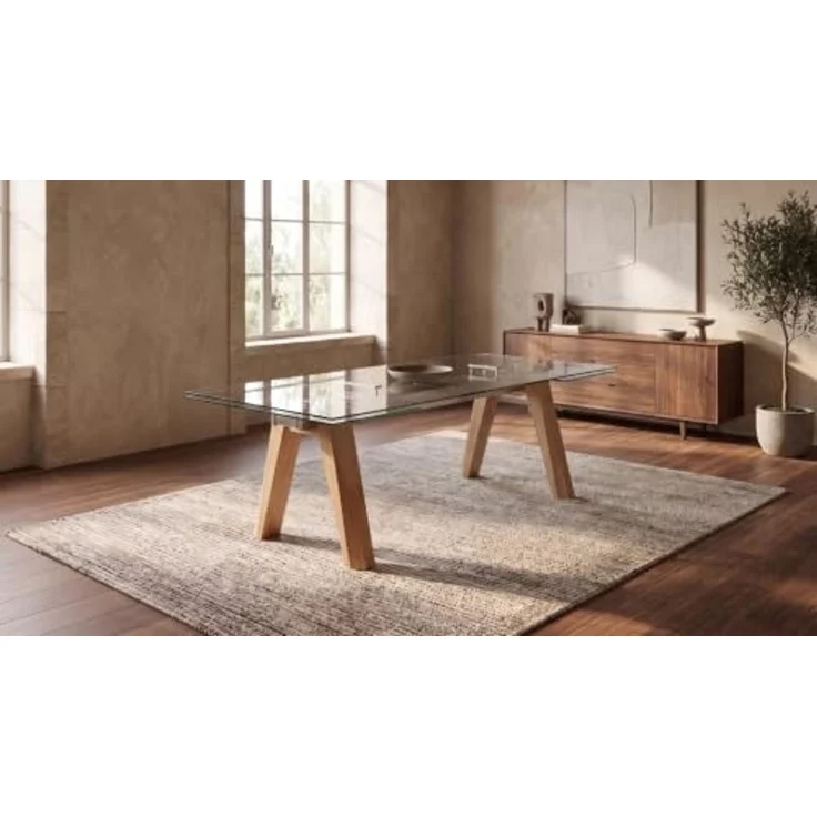 KAWOLA Ausziehtisch MOUNTY Esstisch Glas 200-300 cm x 100 cm 76 x 100 x 200 cm – Bild 2
