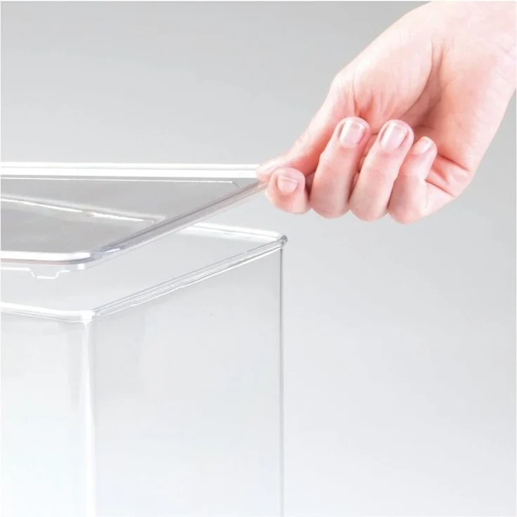 mDesign Organizer Aufbewahrungsbox Regalbox Deckel Stapelbar 2er-Set Transparent – Bild 6