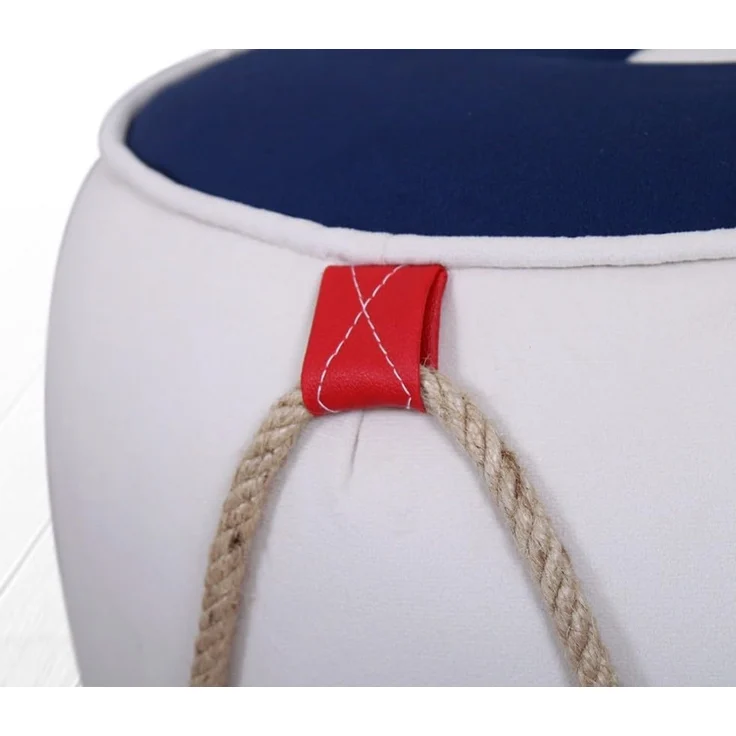 Hanah Home 'Fora v3 - Blue, White' Pouffe, Blau / Weiß, 42 x 44 x 42 cm – Bild 2