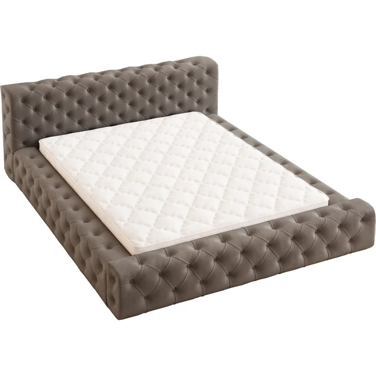 GRAINGOLD Palini Polsterbett 160x200, mit gepolstertes Kopfteil, gestepptes Bett, Bettkasten, Velour-Stoff, Braun – Bild 2