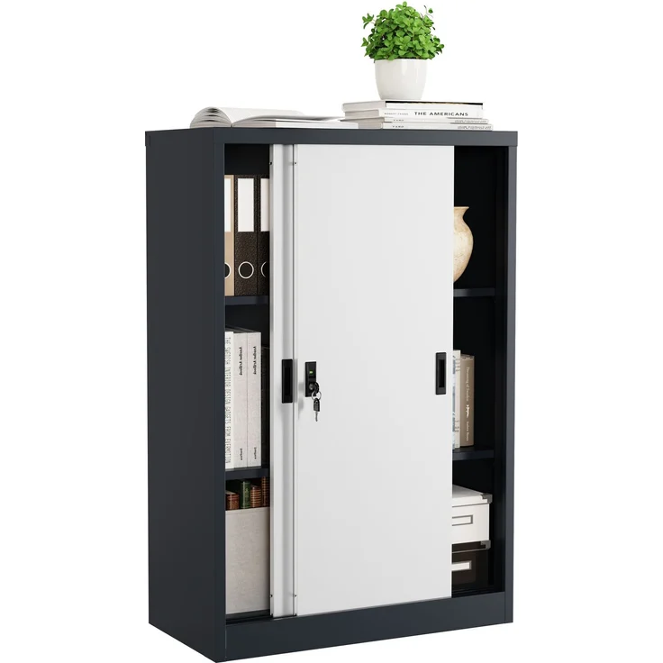 VCM Büroschrank Malivo 921319 Anthrazit / Weiß H. 120 x B. 80 x T. 40 cm – Bild 1