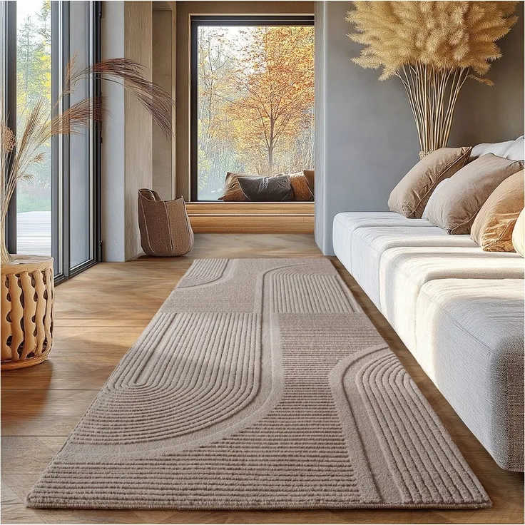 SIMPEX24 Designteppich Unicolor - Einfarbig, Rechteckig, Höhe: 12 mm, Kurzflor Boho Teppich Weich Anti-Rutsch Rückseite Waschbar