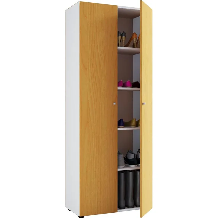 VCM Schuhschrank Vandol l mit Türen 5 Fächer Weiß/Buche