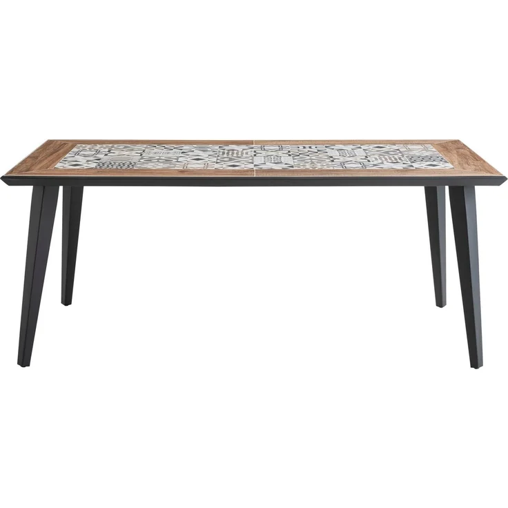 Dehner Gartentisch Lissabon, 6 Sitzplätze, 178.5 x 74 x 88.5 cm, Aluminium / Keramik, mit mediterranem Mosaik auf der Tischplatte – Bild 1