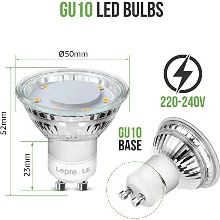 Lepro GU10 LED Warmweiß Lampe, 4W Ersetzt 50W Glühbirne, 325 Lumen, 2700K, Flimmerfrei, 100° Abstrahlwinkel, Nicht Dimmbar, 10er-Pack – Bild 3