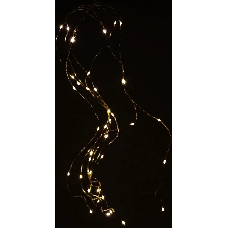 LED Lichterkette 40 LEDs warmweiß gold Draht Batteriebetrieb Weihnachtsdeko