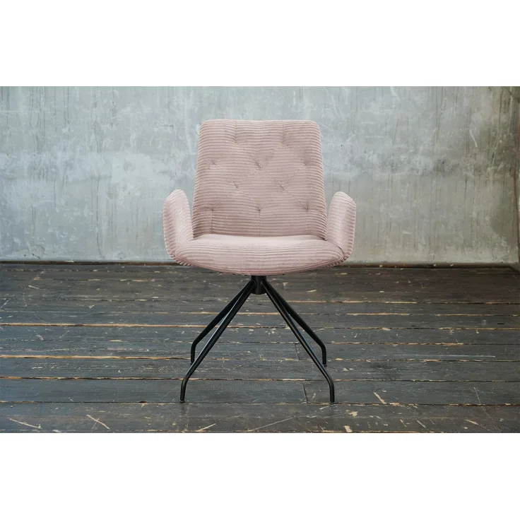 KAWOLA Stuhl NEW CHARME Drehstuhl Esszimmersessel Cord rosa 87 x 66 x 59 cm