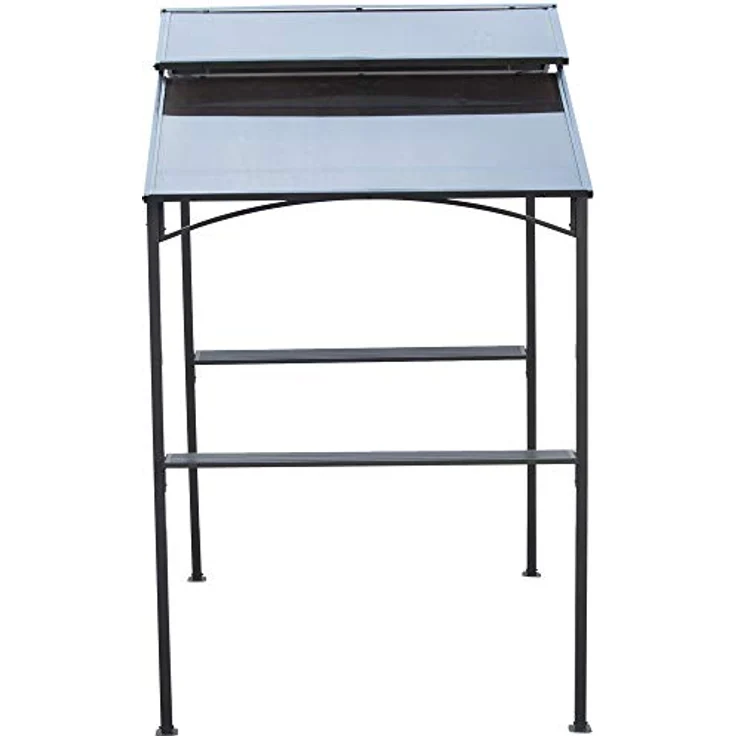 Outsunny Grillpavillon, BBQ-Pavillon mit Flammschutzdach, 2 Ablagen, 2,5 x 1,5m, Stahl, PC, Schwarz+Braun – Bild 4