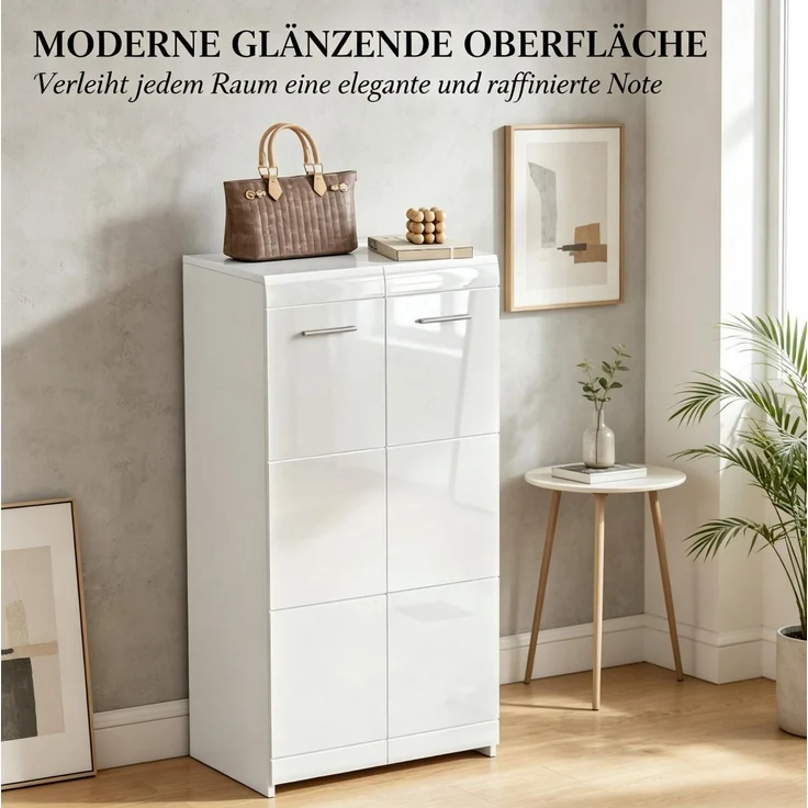 DESVIAE Garderobenschrank Schuhschrank Weiß aus Partikelplatte – 55x108x36 cm – verstellbare Einlegeböden – Bild 5