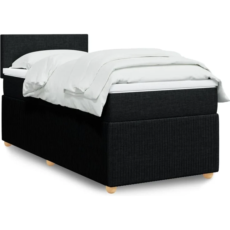 vidaXL Boxspringbett mit Matratze Schwarz 80x200 cm Stoff 3289578 – Bild 1
